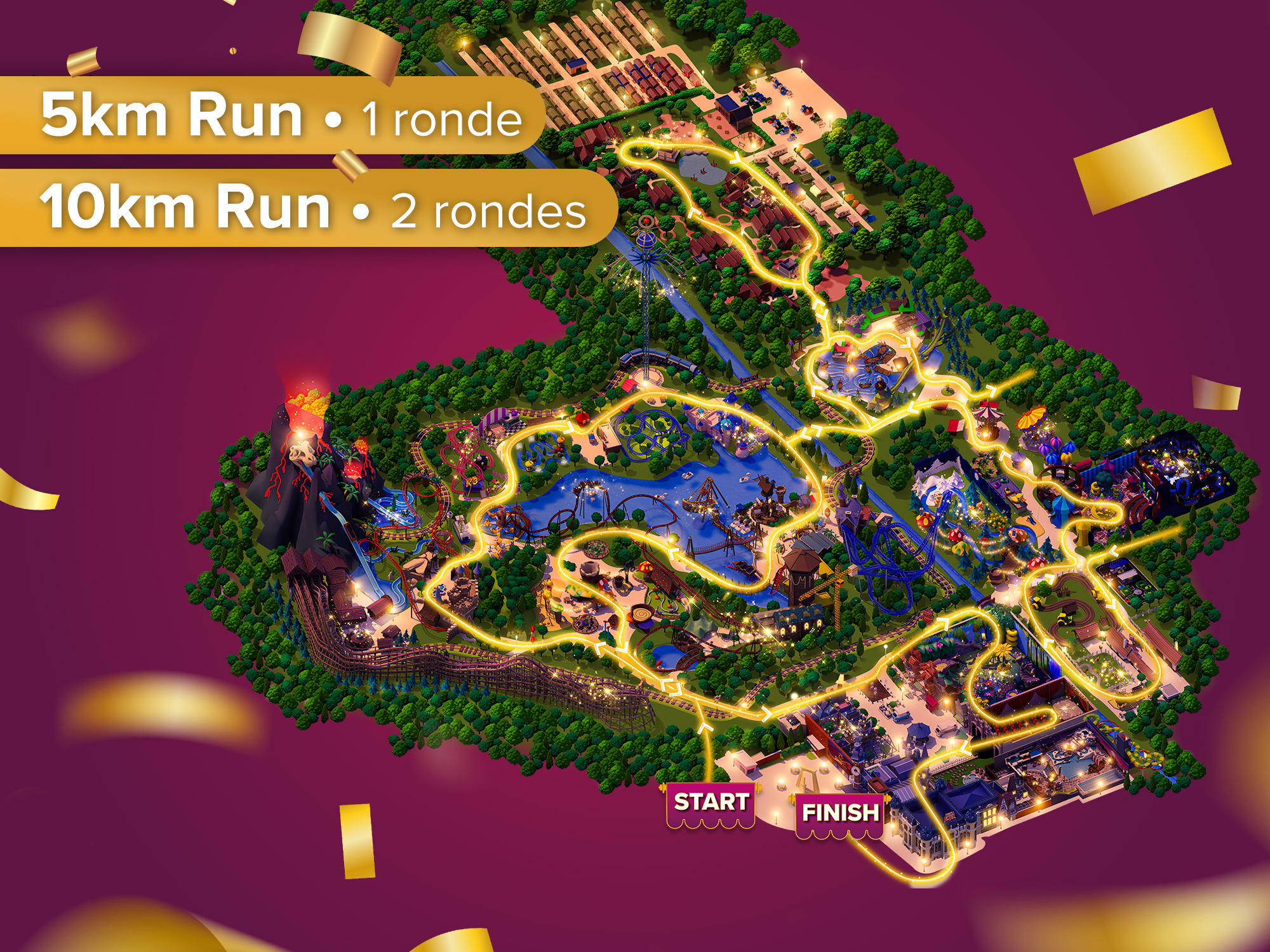 5K and 10K Run route through Plopsaland